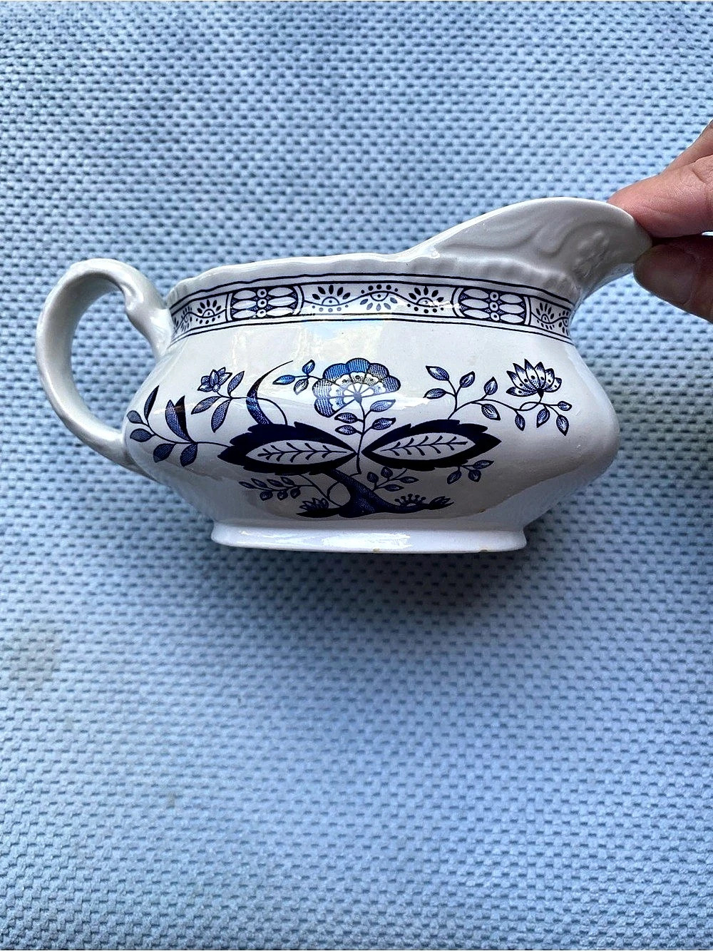 Vintage Wedgwood Blue Heritage Gravy Boat